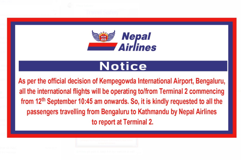 Notice for Passengers travelling from Bengaluru to KTM